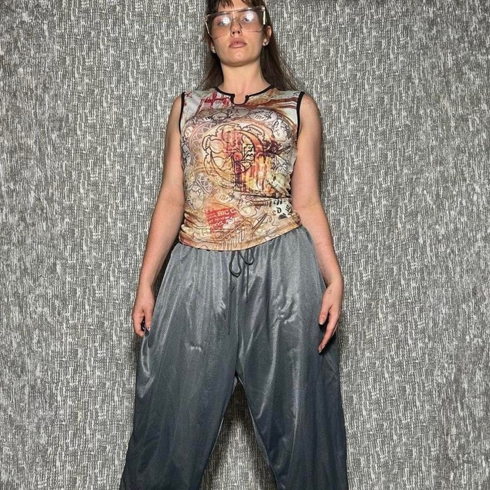 90s Y2K Zodiac Abstract Astrology Collage Print Athletic Stretch top